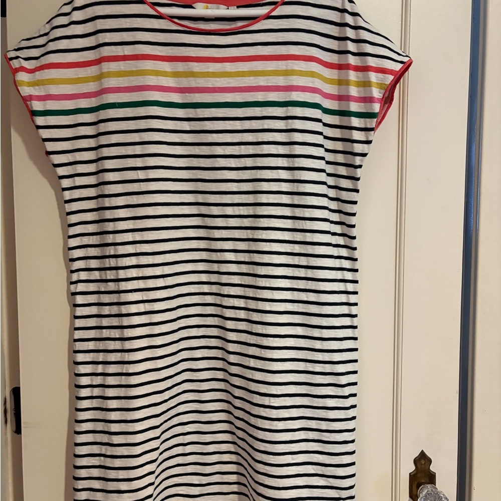 Boden Navy and White Striped Dress
